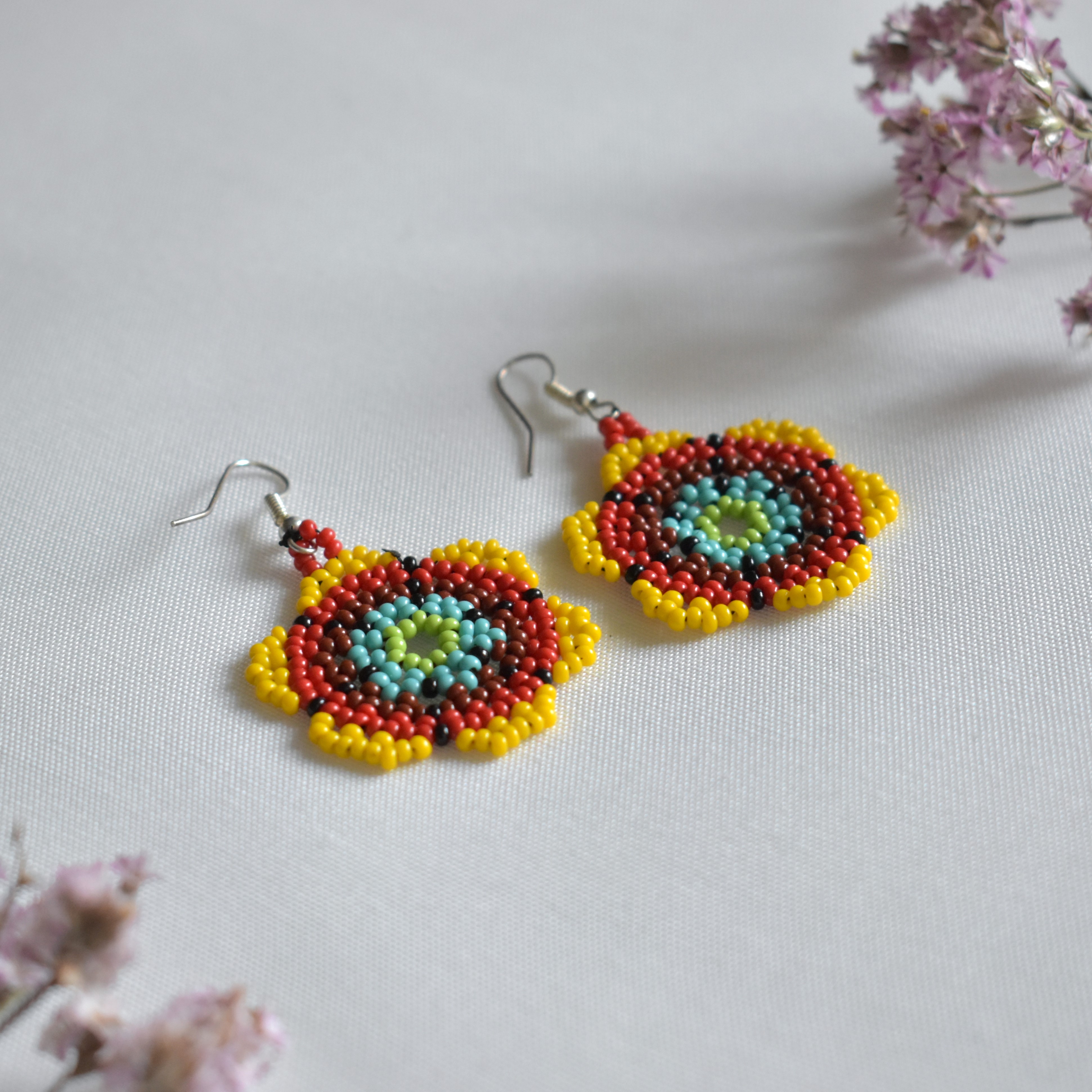 Flower beaded earrings