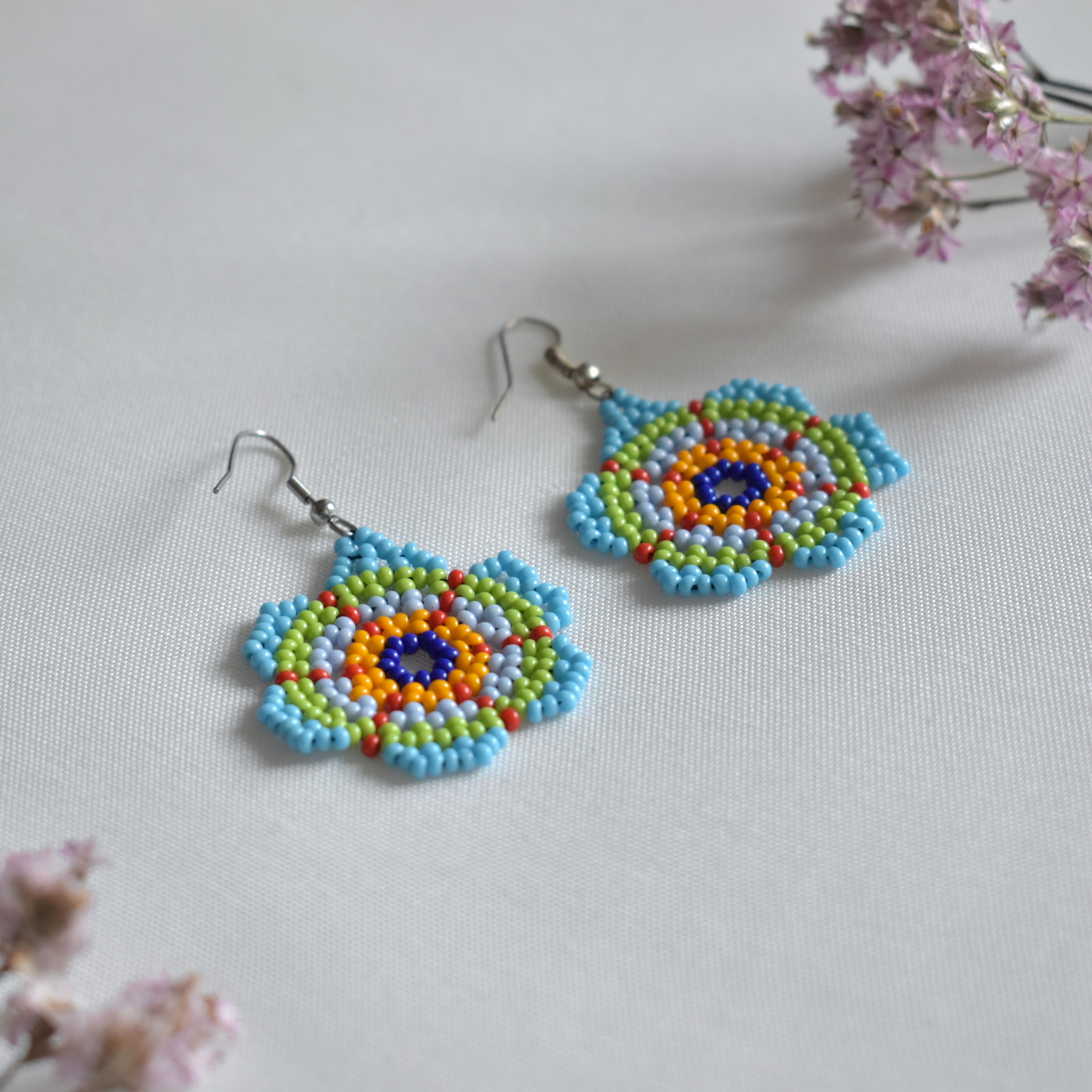 Flower beaded earrings