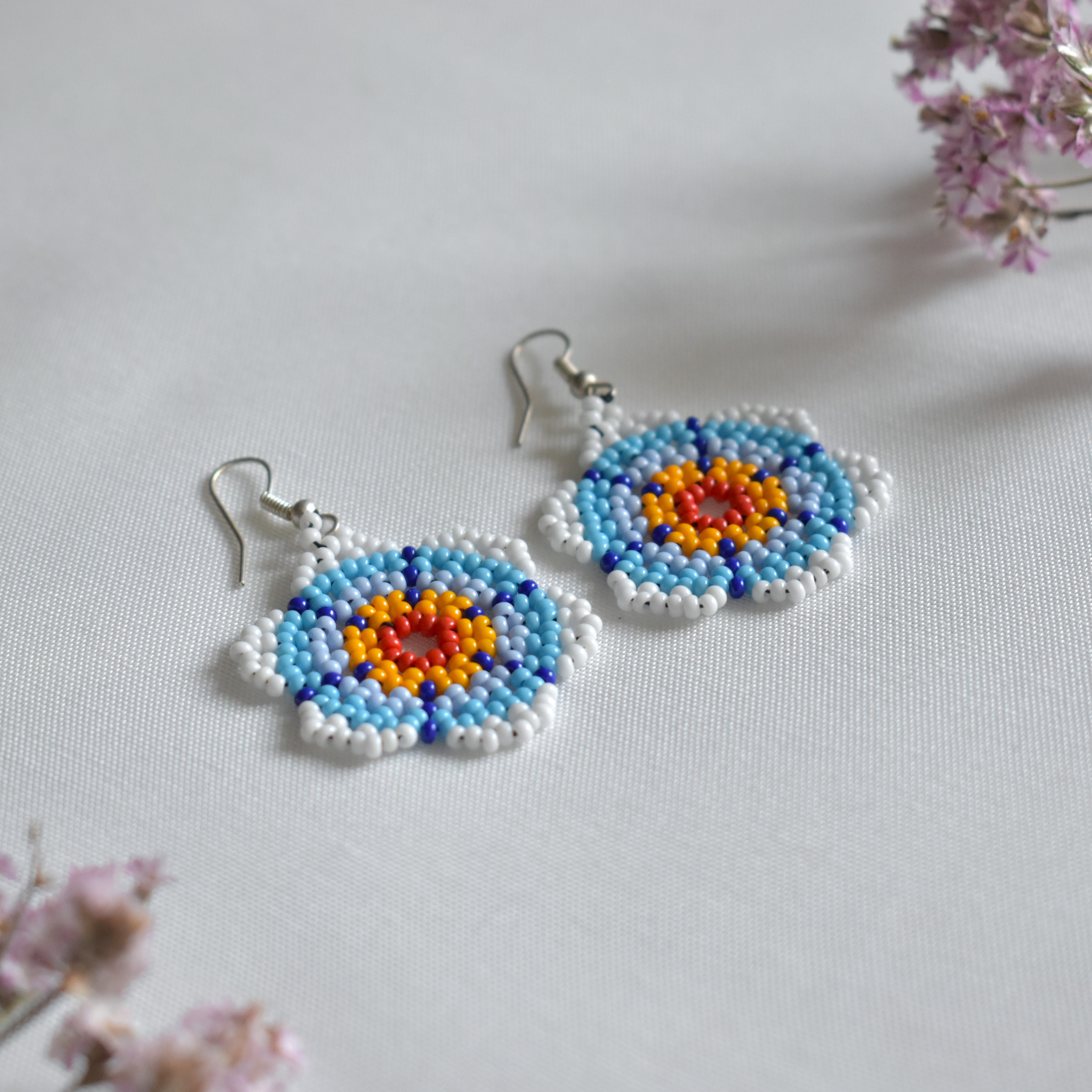 Flower beaded earrings
