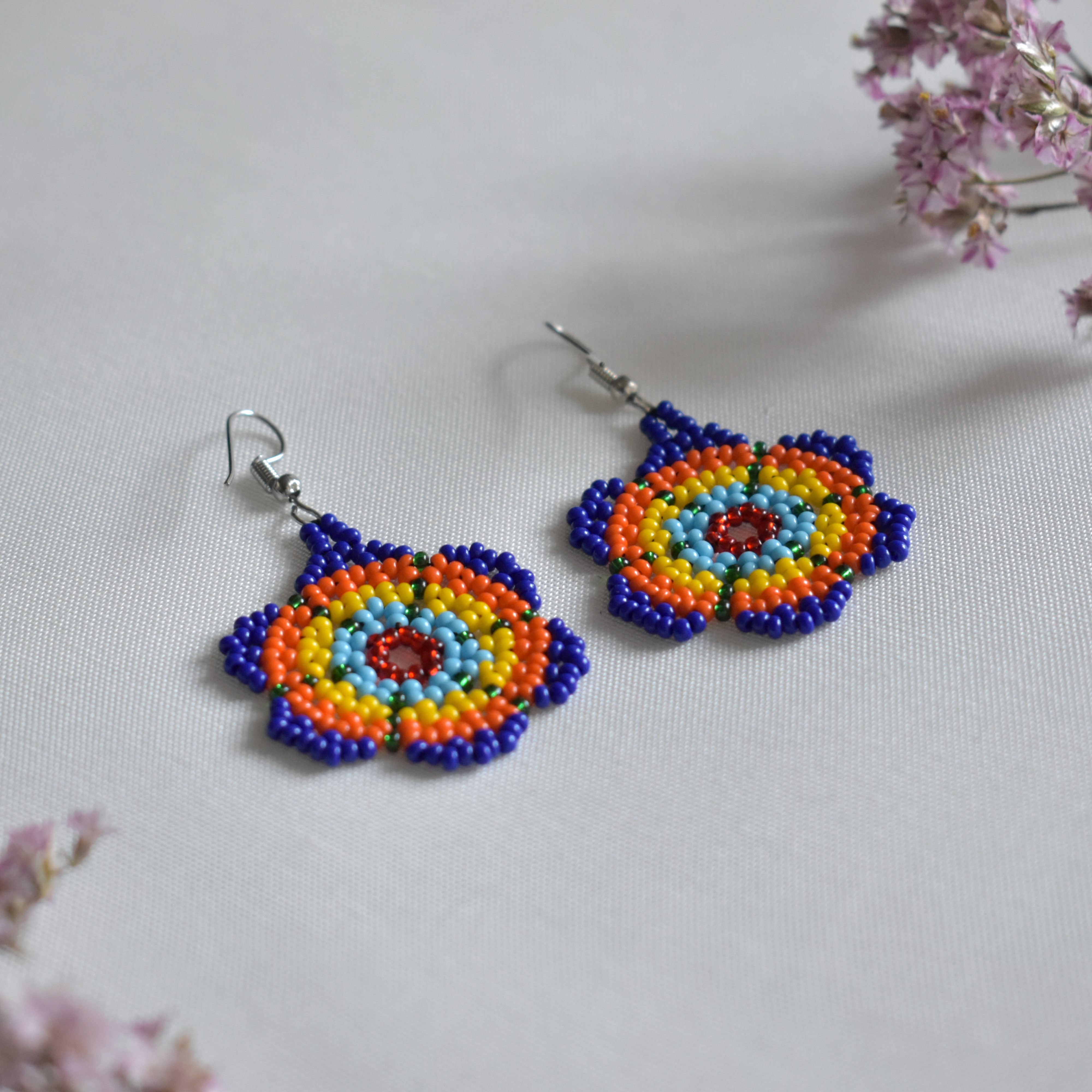 Flower beaded earrings