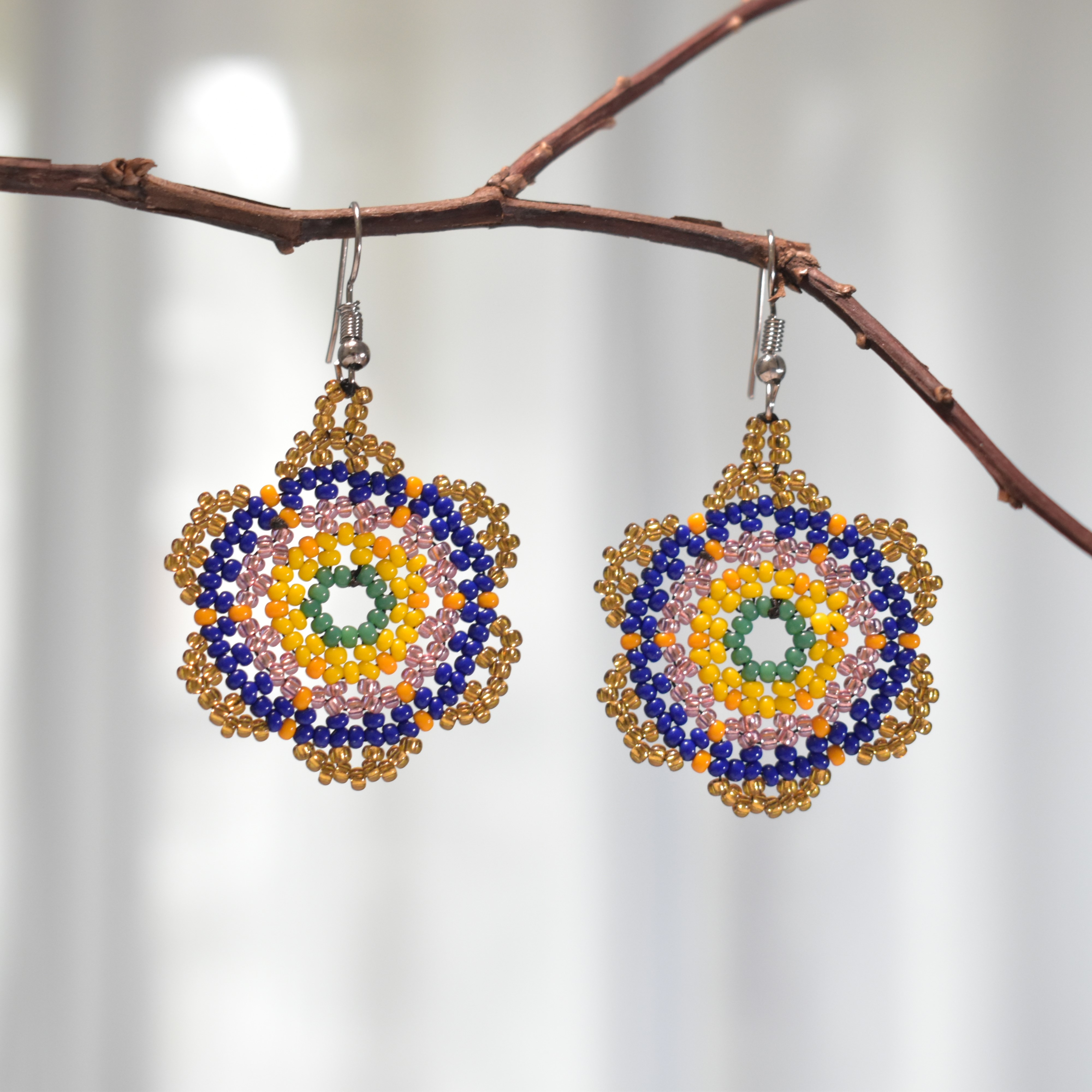Flower beaded earrings