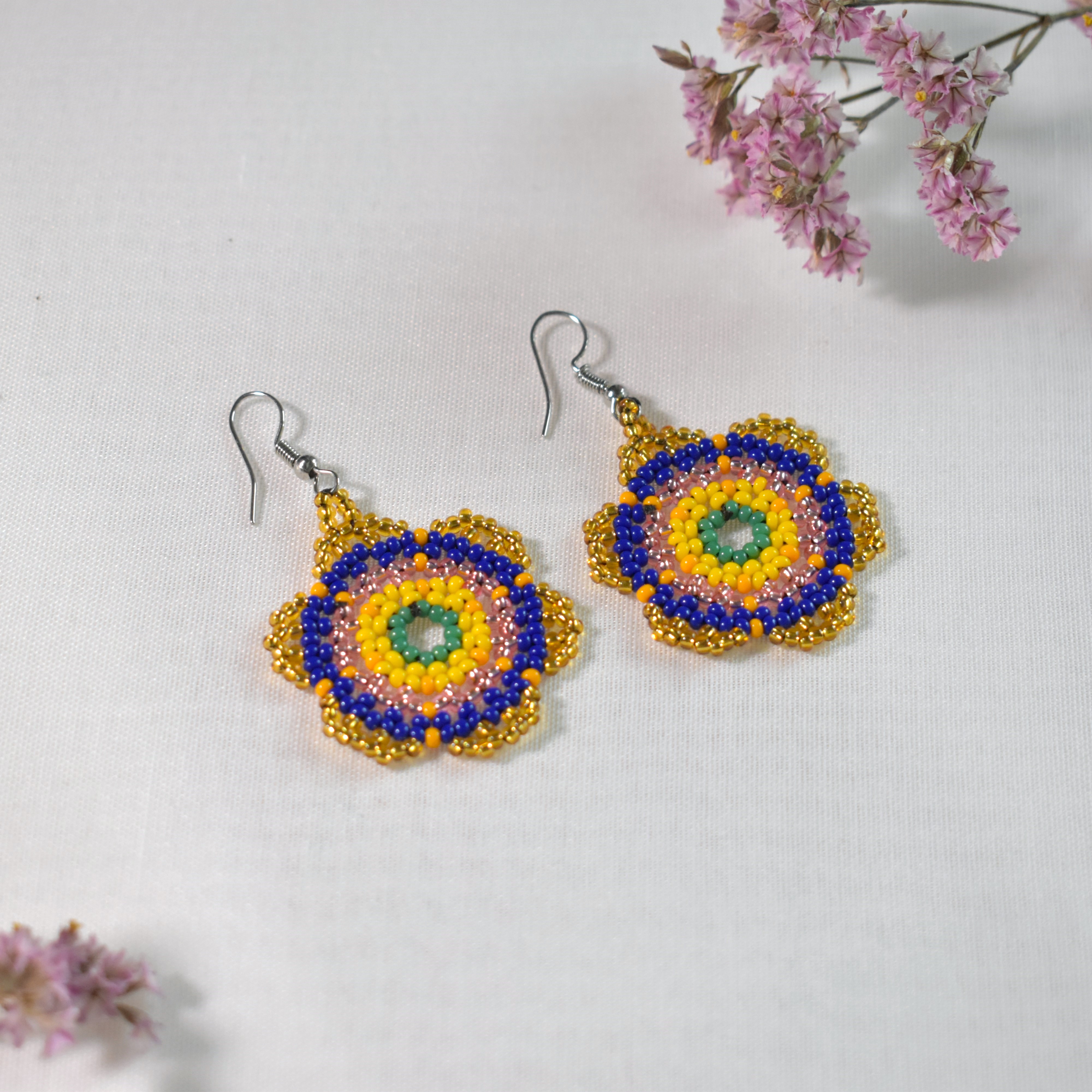 Flower beaded earrings