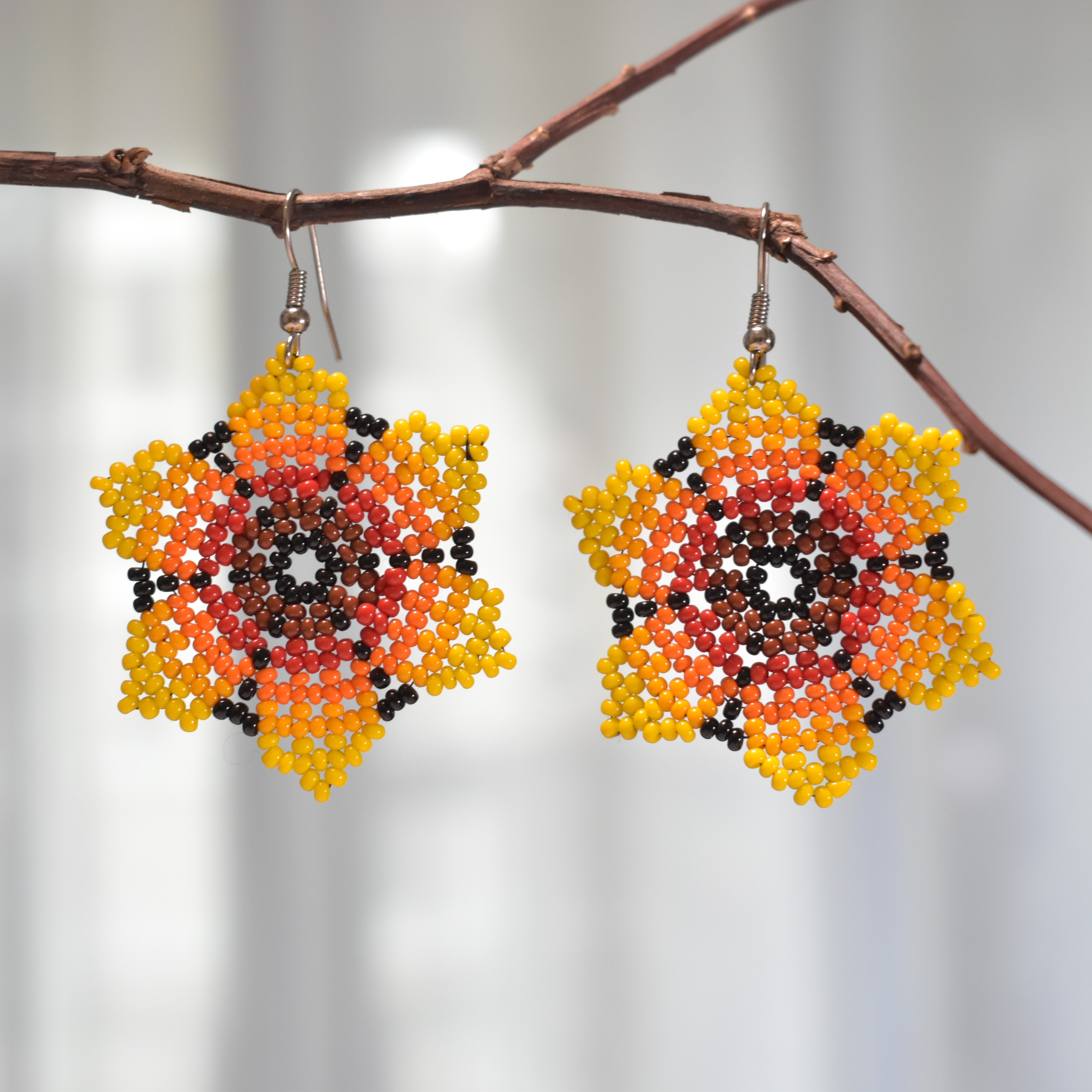 Sunflower beaded earrings