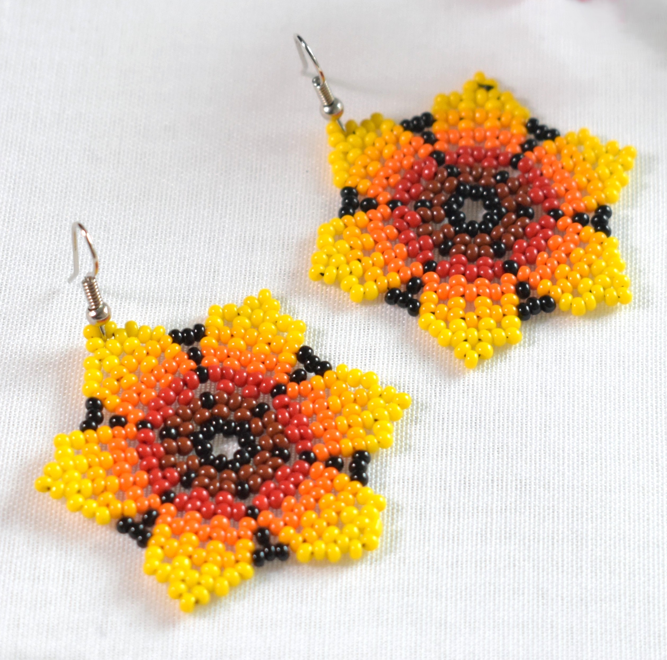 Sunflower beaded earrings